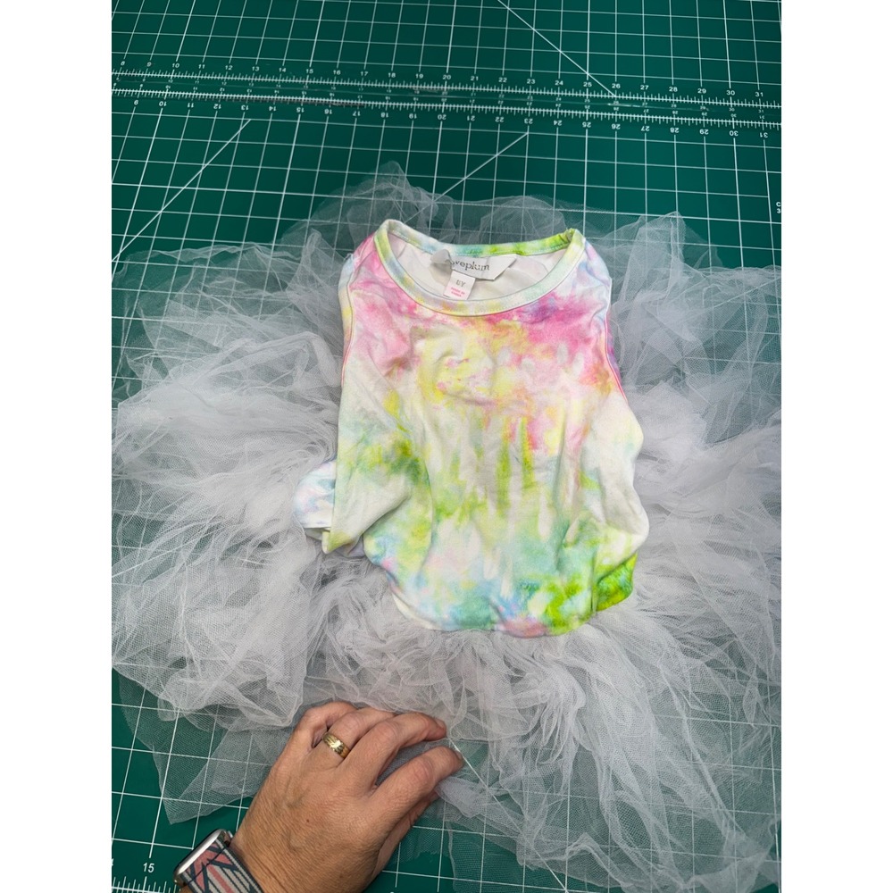 Iloveplum Kids Tie Dye Tutu Dress Pastel Pink Yellow Green Tulle Skirt Size 6Y